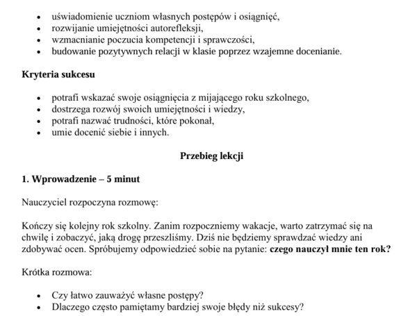 Scenariusz ostatniej lekcji  „Świętujemy to, czego się nauczyliśmy”