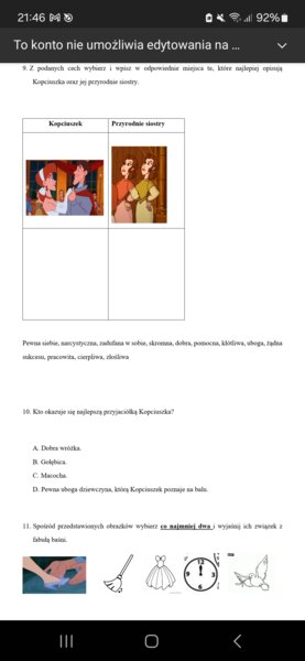 Karta pracy - "Kopciuszek". Na podstawie serialu animowanego "Simsala Grimm"