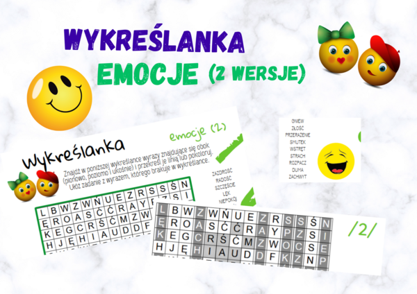 Wykreślanka - emocje (2 wersje)