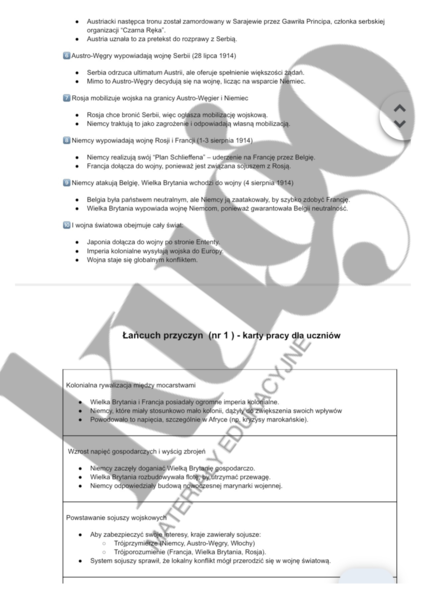 Droga do wojny - łańcuch przyczyn I Wojny Światowej