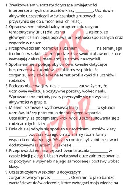 Wpisy do Dziennika Pedagoga / Pedagoga Specjalnego / 1000