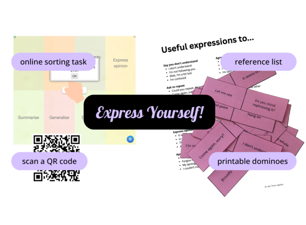 Express Yourself! Domino i gra online – zestaw do nauki mówienia po angielsku (ESL)