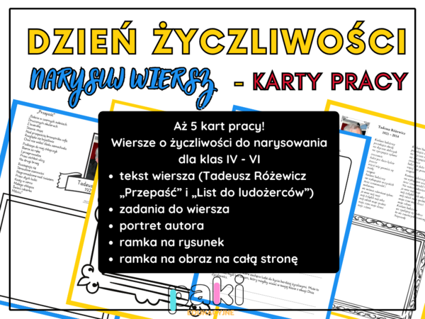 21 listopada Światowy Dzień Życzliwości i Pozdrowień / Tydzień Życzliwości - karty pracy - Narysuj wiersz - konkurs - Różewicz "Przepaść", "List do ludożerców"