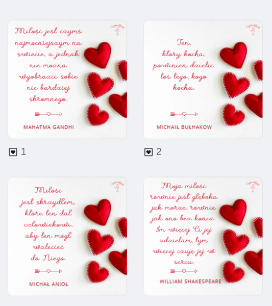 Walentynki - cytaty o miłości, gazetka