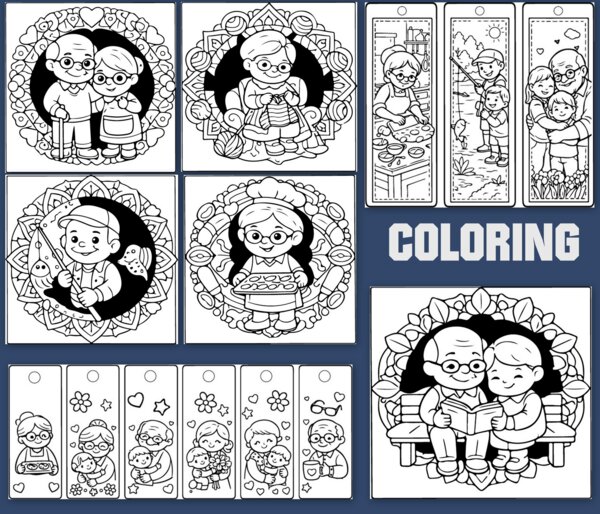 Kolorowanki na dzień Babci i Dziadka - mandale plus zakładki do książek