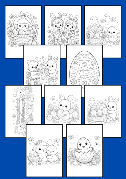 10 kolorowanek wielkanocnych