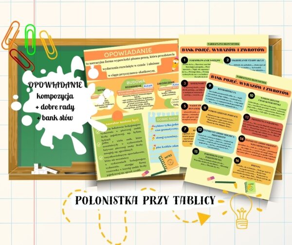OPOWIADANIE plakat - kompozycja, elementy twórcze, bank słówek, dobre rady