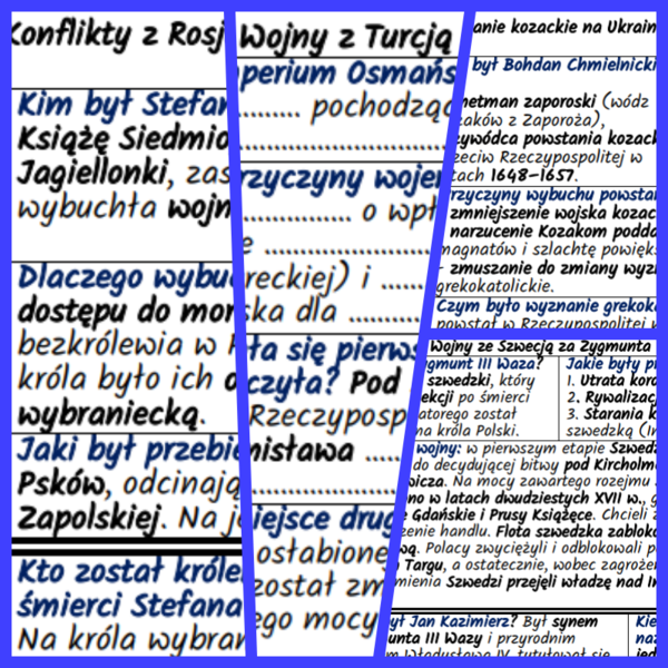 Dzieje i kultura Rzeczpospolitej w XVI–XVII w. Komplet notatek i kart pracy