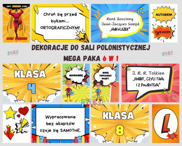 Dekoracje dla polonisty // sala do języka polskiego // gazetki // plakaty // MEGA PAKA