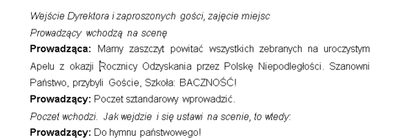 Scenariusz akademii - 11 listopada