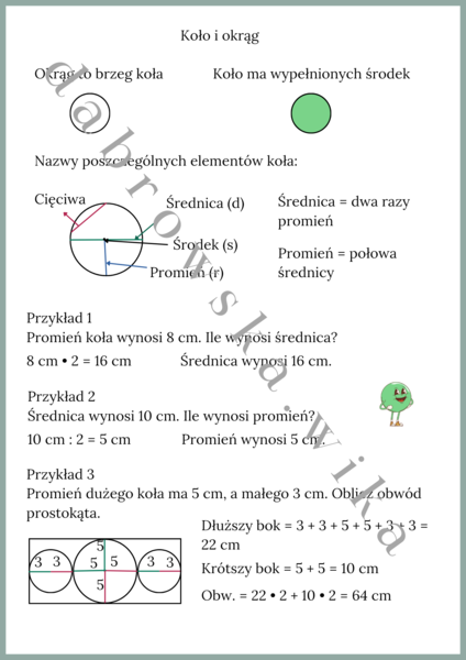 Koło i okrąg - notatka