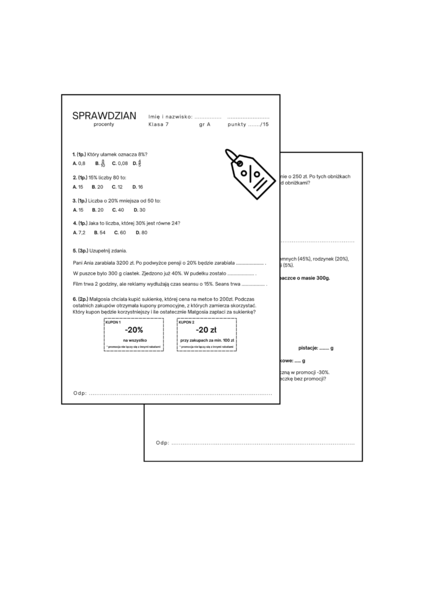 Sprawdzian procenty klasa 7