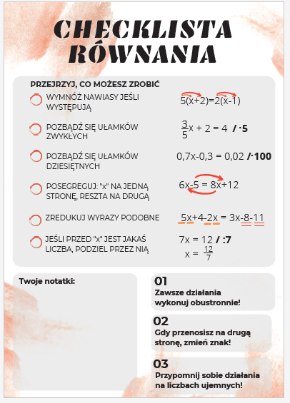 Checklista - równania