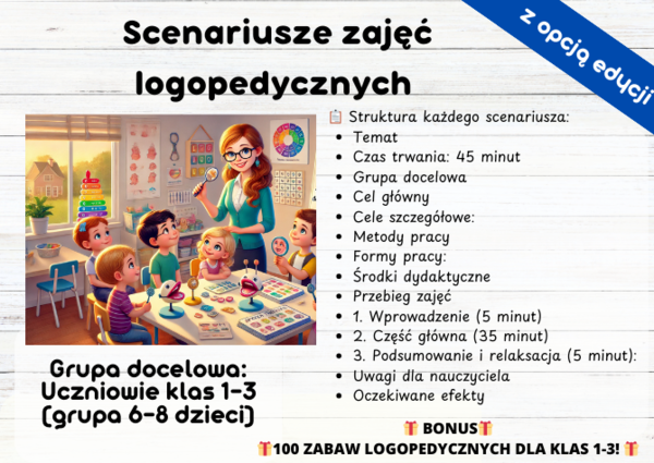 80 GOTOWYCH SCENARIUSZY ZAJĘĆ LOGOPEDYCZNYCH DLA KLAS 1-3! Logopedia dla Dzieci - Logopeda