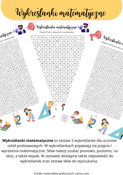 Wykreślanki matematyczne - Dzień Matematyki/Dzień liczby PI