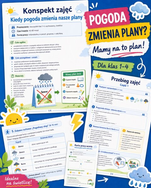 Konspekt zajęć. Kiedy pogoda zmienia nasze plany.