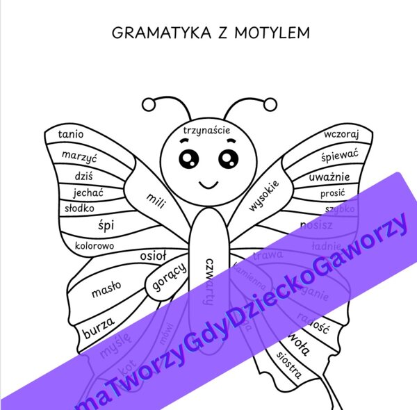 Gramatyka z motylem (części mowy)
