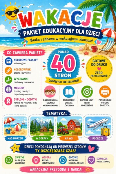 Wakacje – pakiet edukacyjny (ponad 40 stron)
