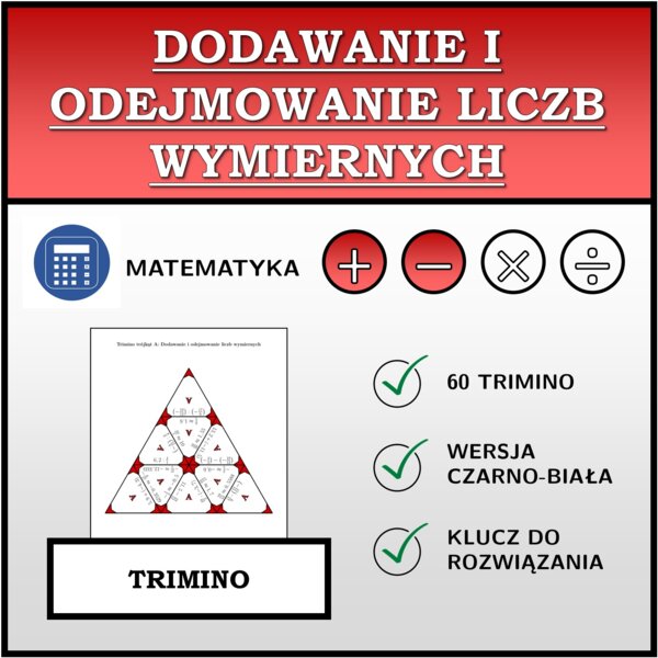 Trimino - Dodawanie i odejmowanie liczb wymiernych | matematyka