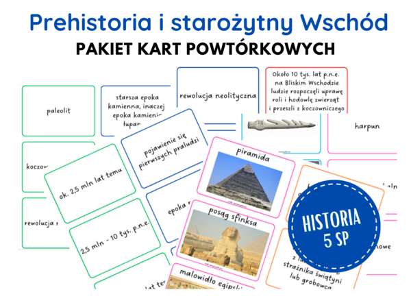 Prehistoria i starożytny Wschód - pakiet kart dla klasy 5