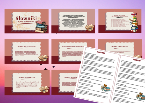 SŁOWNIKI - prezentacja - 13 slajdów + wklejka - rodzaje słowników