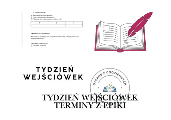 TYDZIEŃ WEJŚCIÓWEK. TERMINY Z EPIKI