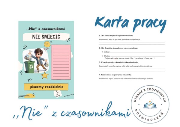 „NIE z czasownikami” (Losuję kartę – wykonuję zadania)