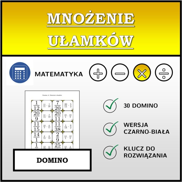 Domino - Mnożenie ułamków | matematyka