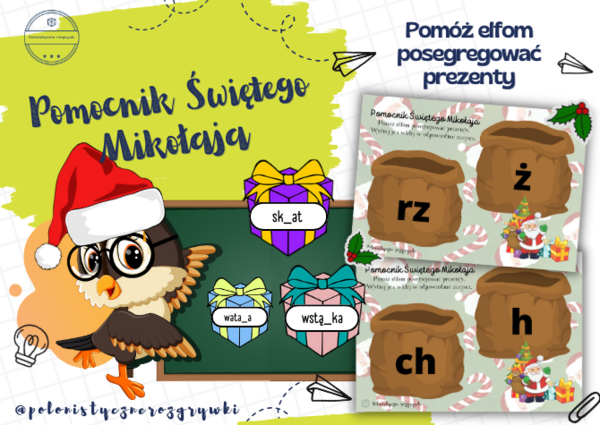 Pomocnik Świętego Mikołaja. Ortografia. Boże Narodzenie na języku polskim. Segregowanie