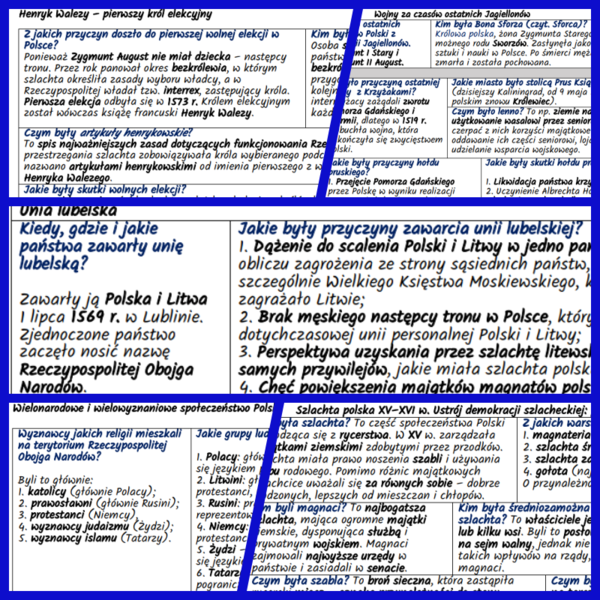 Polska XV–XVI w. Dzieje polityczne, ekonomia i gospodarka. NOTATKI