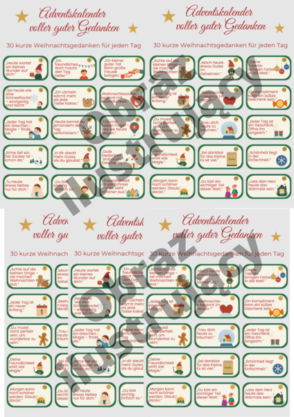 Adventskalender voller guter Gedanken – zestaw 30 świątecznych myśli po niemiecku (z ilustracjami)