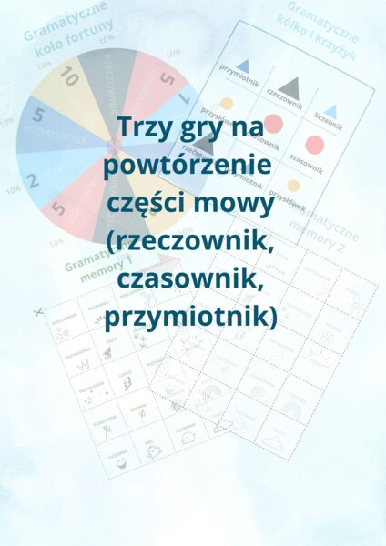 Gry gramatyczne z częściami mowy (rzeczownik, czasownik, przymiotnik). Gramatyka Montessori.