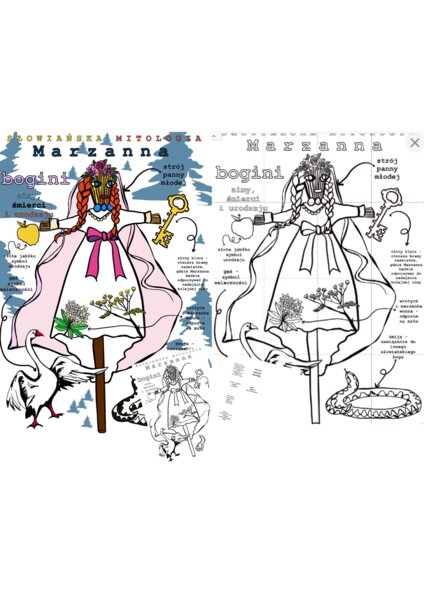 Marzanna - słowiańska mitologia - kolorowanka xxl i karta pracy