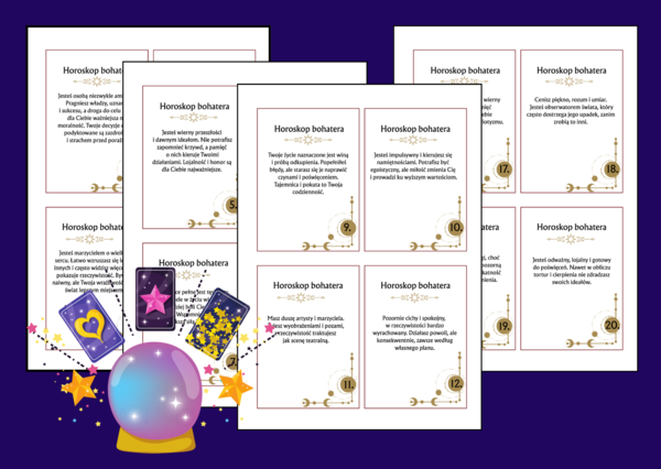 ✨ HOROSKOPY BOHATERÓW LITERACKICH - 48 szt. - powtórka - egzamin