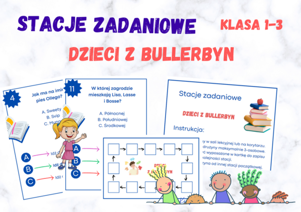 Stacje zadaniowe - Dzieci z Bullerbyn, klasa 1-3