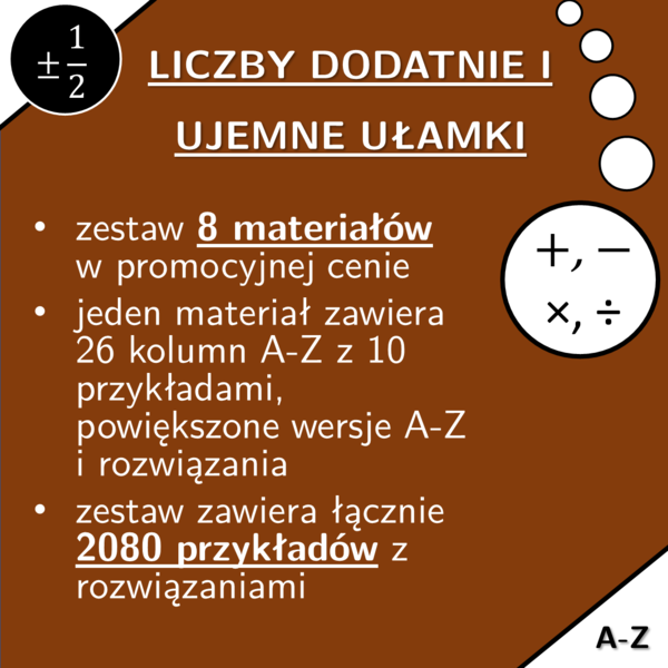 Ułamki dodatnie i ujemne | matematyka | zestaw promocyjny