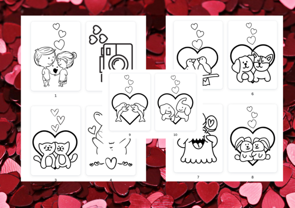 Walentynki- kolorowanki