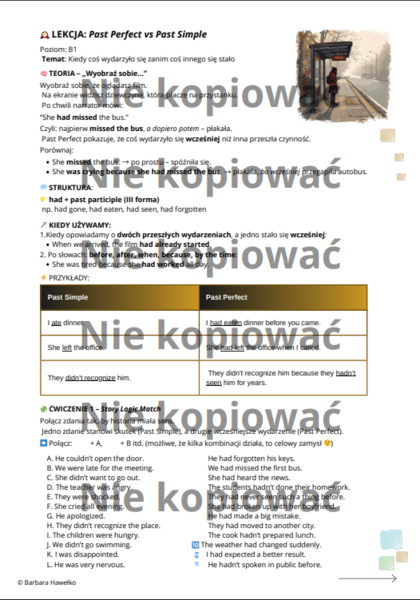 Karta pracy - Past Perfect vs Past Simple B1