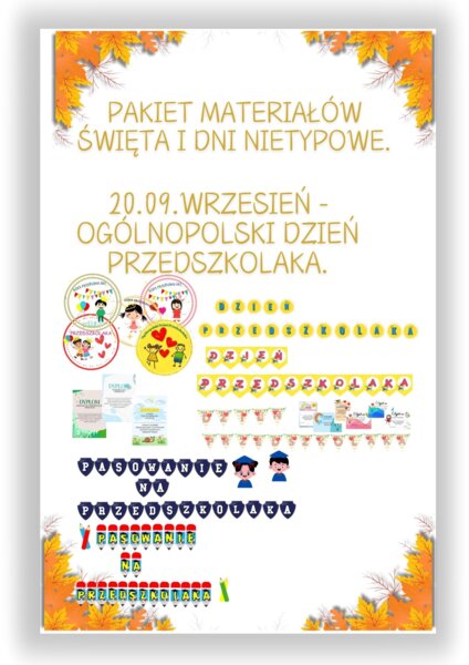 PAKIET MATERIAŁÓW NA WRZESIEŃ WEDŁUG KALENDARZA ŚWIĄT I DNI NIETYPOWYCH.