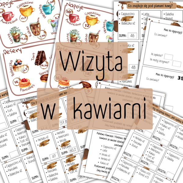 WIZYTA W KAWIARNI - liczby całkowite/ ułamki dziesiętne / obliczenia praktyczne