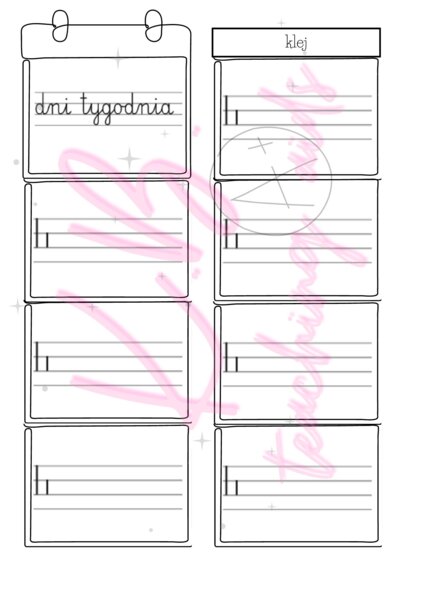 Dni tygodnia - składana wklejka - powtórka - klasa 2