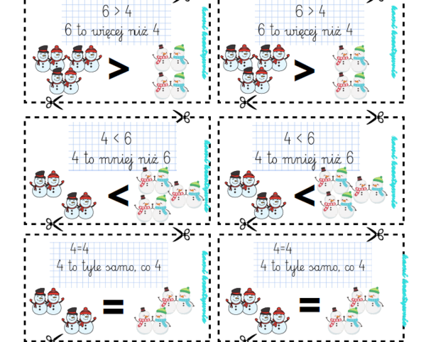 Więcej, mniej, tyle samo- wklejki i plakat do złożenia