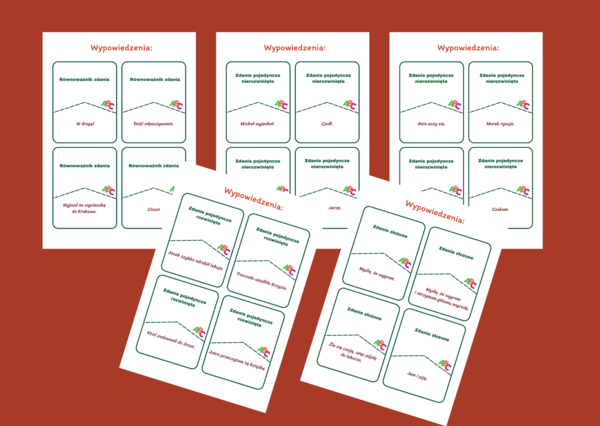 WYPOWIEDZENIA - zdania - 32 fiszki - składnia - kl. 4 - 6 - egzamin