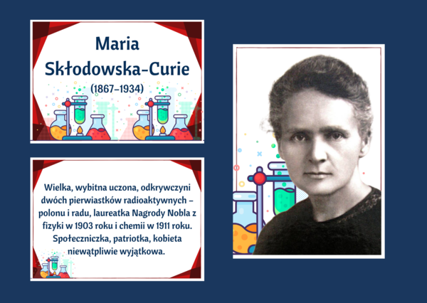 MARIA SKŁODOWSKA – CURIE – gazetka – biblioteka – świetlica – 21 stron – wersja 3