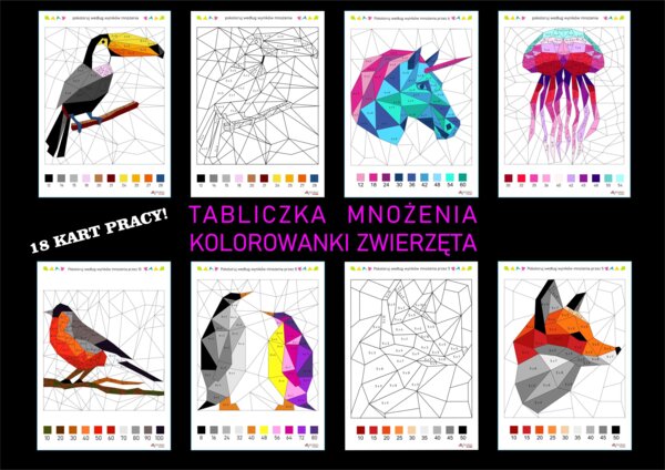 DZIEŃ TABLICZKI MNOŻENIA Tabliczka mnożenia, kolorowanka według wyników mnożenia, mnożenie od 1-100, wielokrotności, klasa 2, 3, 4, 5