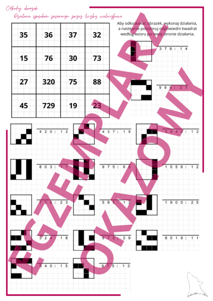 Odkoduj obrazek - dzielenie sposobem pisemnym przez liczby wielocyfrowe