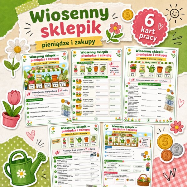 Wiosenny sklep - pieniądze i zakupy