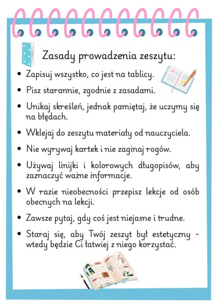 Zasady prowadzenia zeszytu