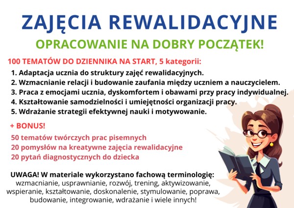 Rewalidacja START – 100 tematów na dobry początek, wpisy do dziennika, inspiracje, pomysły, pytania diagnostyczne