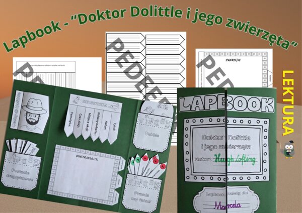 Lapbook - "Dr Dolittle i jego zwierzęta" + test ze znajomości lektury + kod QR do testu